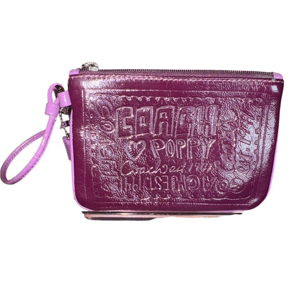 Coach Handbags - Coach Poppy Embossed Patent Leather Purple Wristlet